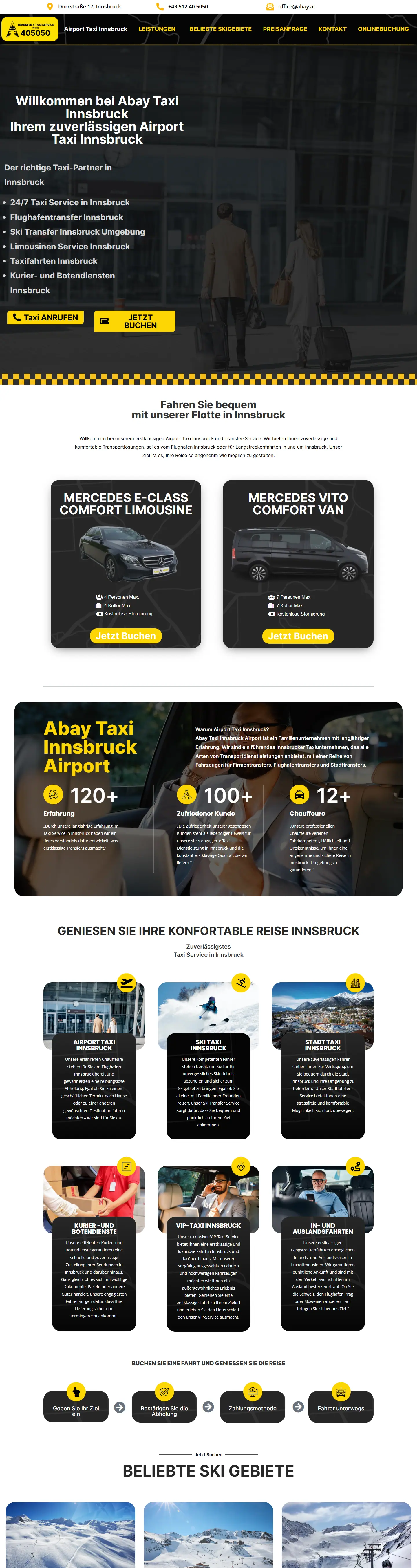 Startseite von Abay Taxi Innsbruck am Desktop