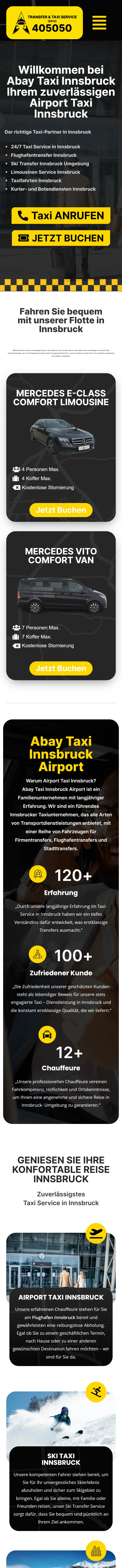 Startseite von Abay Taxi Innsbruck am Smartphone
