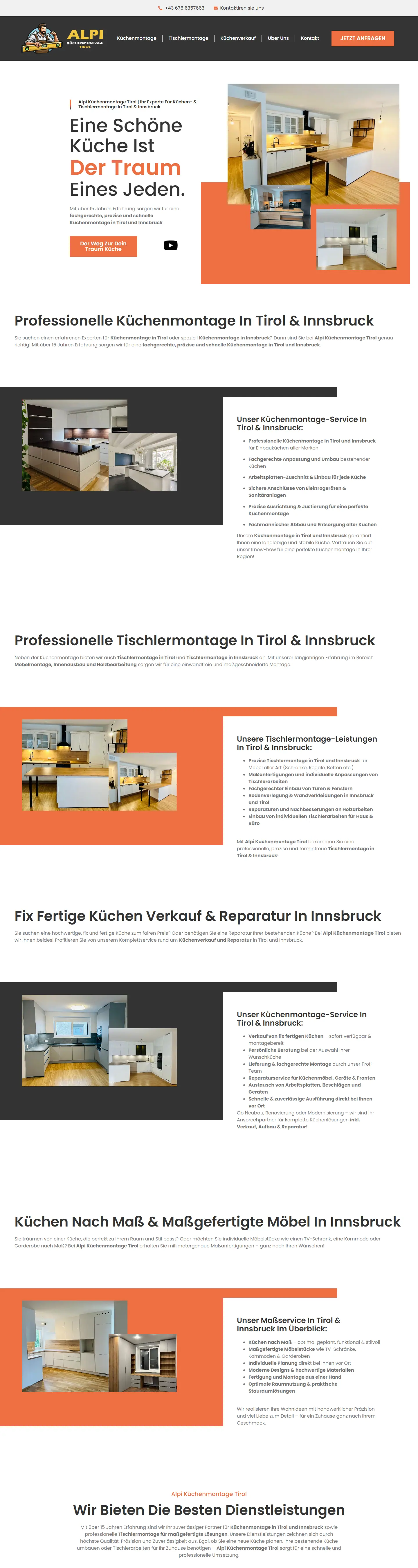 Startseite von Alpi Küchenmontage Tirol am Desktop