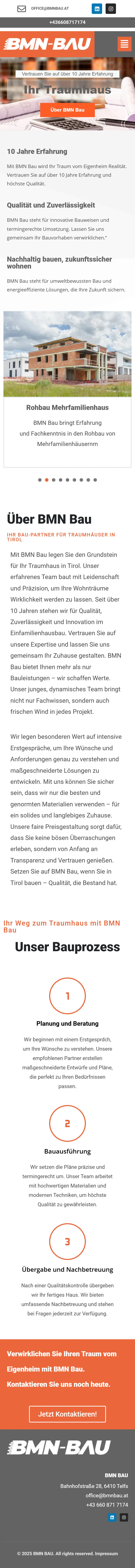 Startseite von BMN Bau am Smartphone