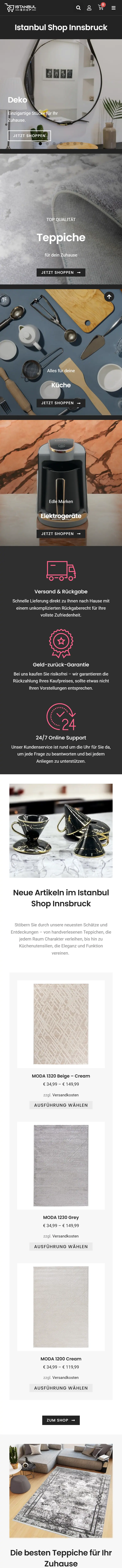 Startseite von Istanbul Shop am Smartphone