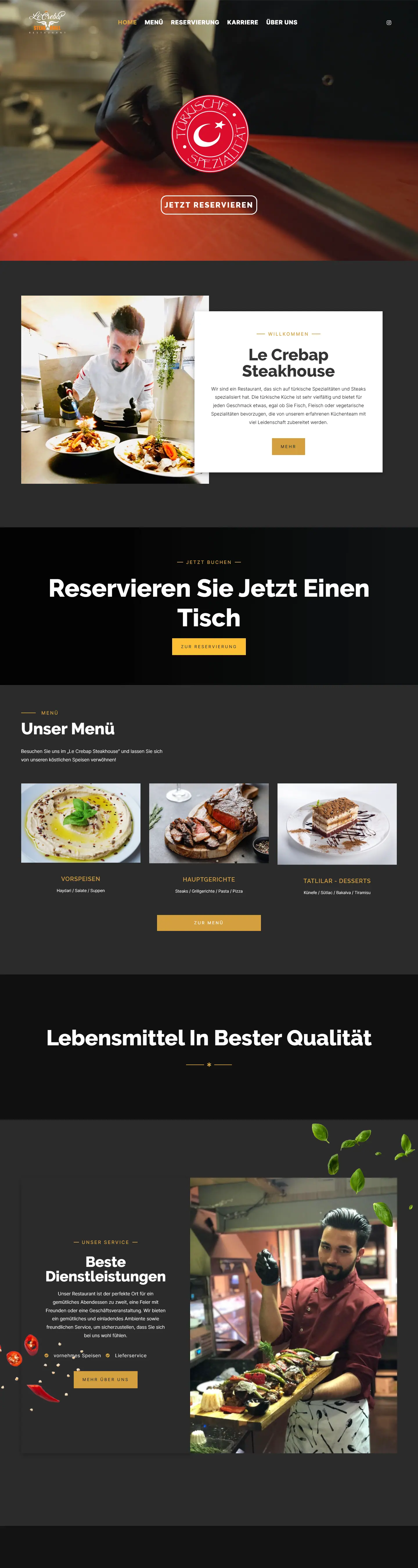 Startseite von Le Crebap Steakhouse am Desktop