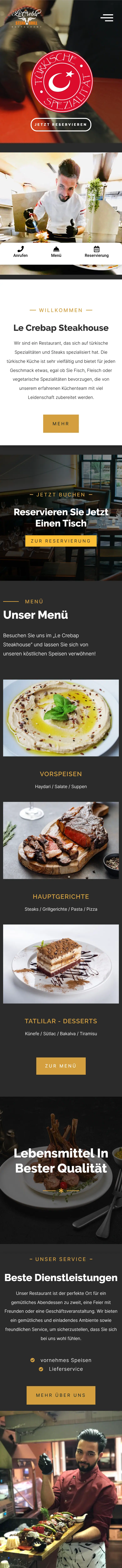 Startseite von Le Crebap Steakhouse am Smartphone