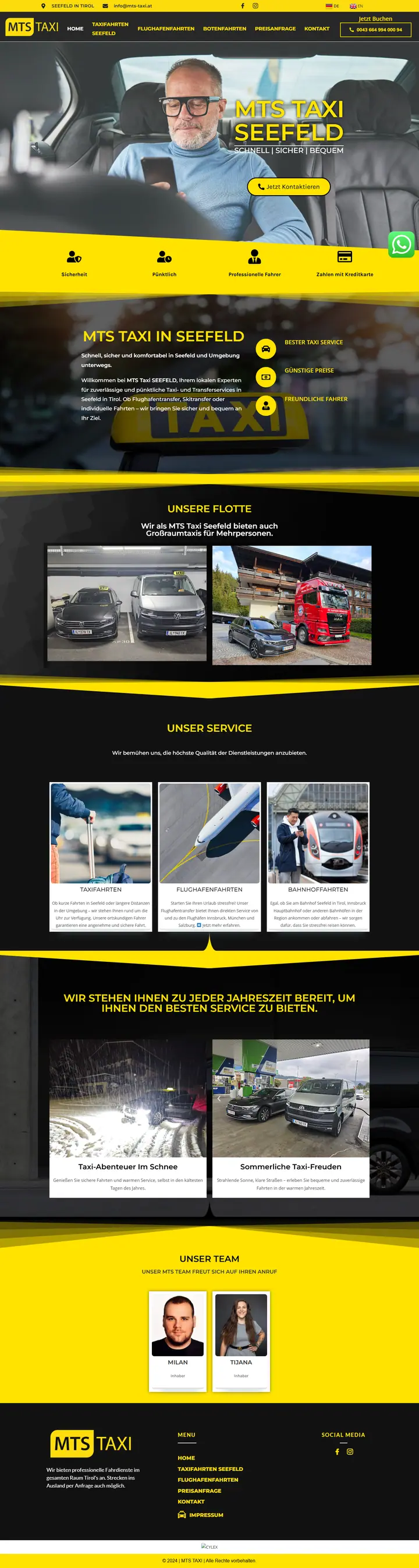 Startseite von MTS Taxi Seefeld