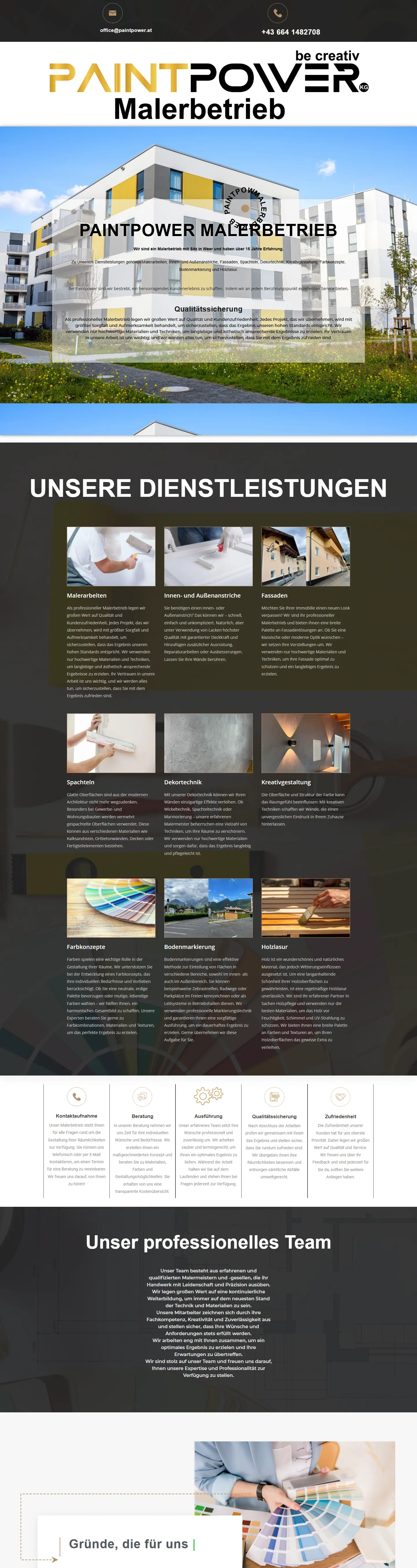 Startseite von Paintpower am Desktop