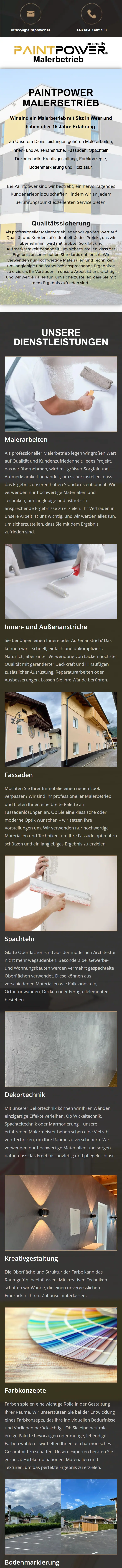 Startseite von Paintpower am Smartphone