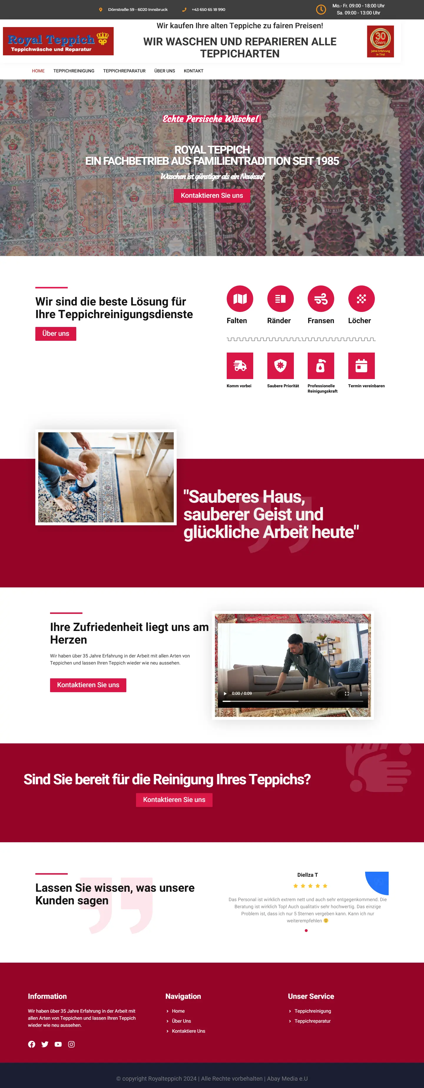 Startseite von Royal Teppich am Desktop