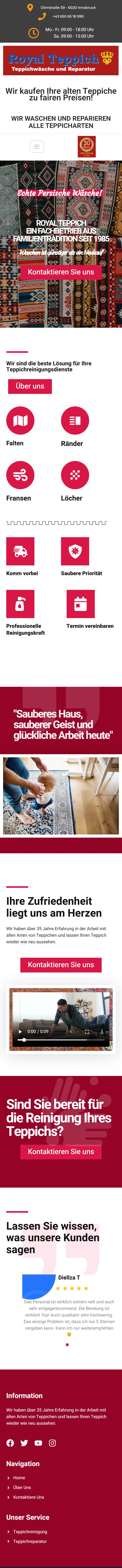 Startseite von Royal Teppich am Smartphone