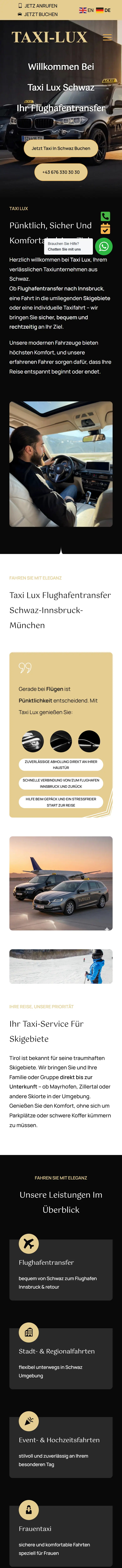 Startseite von Taxi Lux am Smartphone